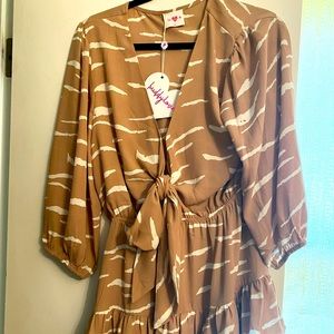 NWT- Buddy Love Sadie tie front dress kitten print
